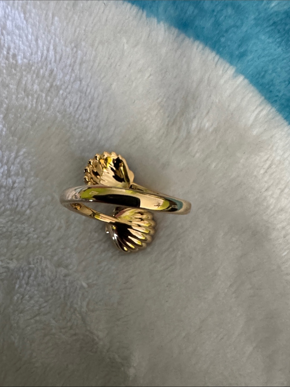 Swarovski Idyllia Gold-Tone Shell & Pearl Open Ring with Crystal Accents size 8 - Picture 5 of 16